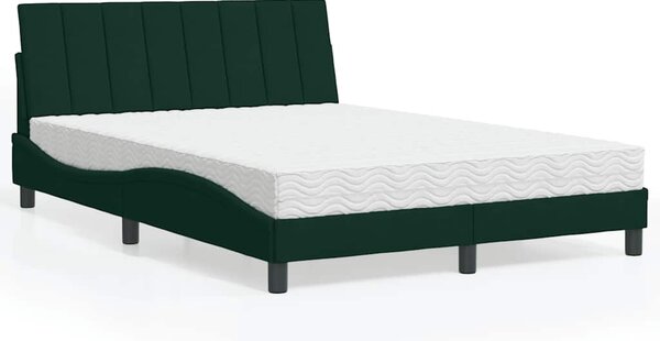 Krevet s madracem Hanko tamnozeleni 140x190 cm baršunasti - Zelena / 140 x 190 cm