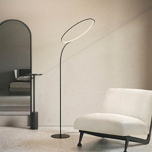 Kdln LED podna lampa Poise, crna, visina 196 cm, prigušivač, prigušiva, Crno, Dnevni boravak/blagovaonica, Metal