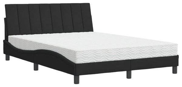 Krevet s madracem Hanko crni 120 x 200 cm baršunasti - Crna / 120 x 200 cm