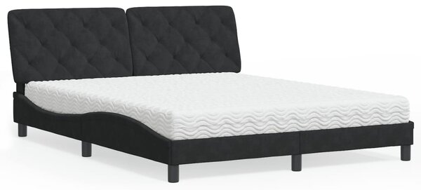 Krevet s madracem crni 160x200 cm baršunasti - Crna / 160 x 200 cm