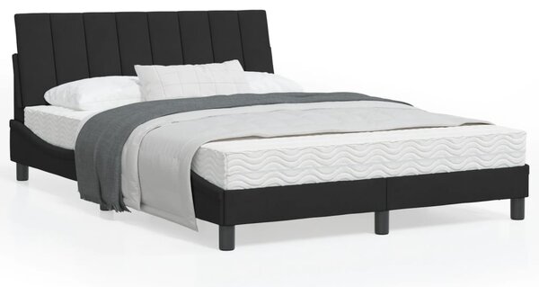 Krevet s madracem Hanko crni 120 x 200 cm baršunasti - Crna / 120 x 200 cm
