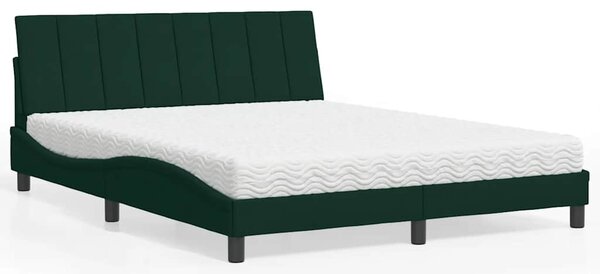 Krevet s madracem Hanko tamnozeleni 160x200 cm baršunasti - Zelena / 160 x 200 cm