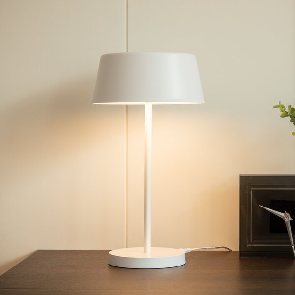Lindby Milica LED stolna lampa, bijela, prigušiva, prigušiva, Bijela, Dnevni boravak/blagovaonica, Metal