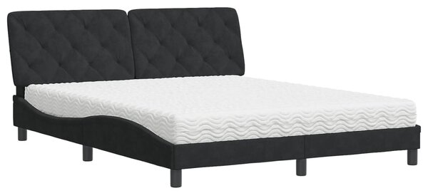 Krevet s madracem crni 160x200 cm baršunasti - Crna / 160 x 200 cm