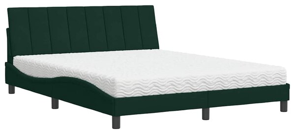 Krevet s madracem Hanko tamnozeleni 160x200 cm baršunasti - Zelena / 160 x 200 cm