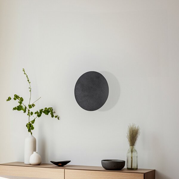 TK Lighting Lunaia Nova zidna svjetiljka, crna, Ø 20 cm, prigušiva, Crno, Dnevni boravak/blagovaonica, Metal