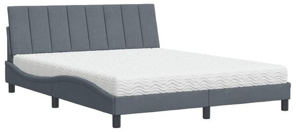 Krevet s madracem Hanko tamnosivi 160x200 cm baršunasti - Siva / 160 x 200 cm