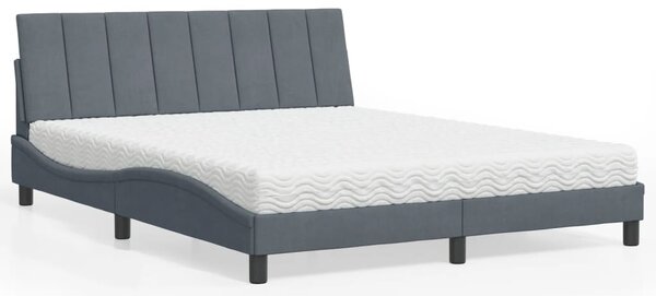 Krevet s madracem Hanko tamnosivi 160x200 cm baršunasti - Siva / 160 x 200 cm