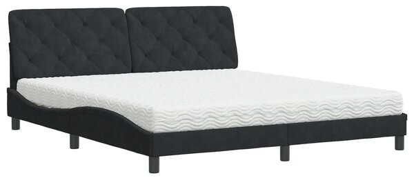Krevet s madracem crni 180x200 cm baršunasti - Crna / 180 x 200 cm