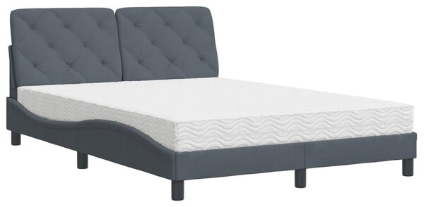 Krevet s madracem tamnosivi 120 x 200 cm baršunasti - Siva / 120 x 200 cm