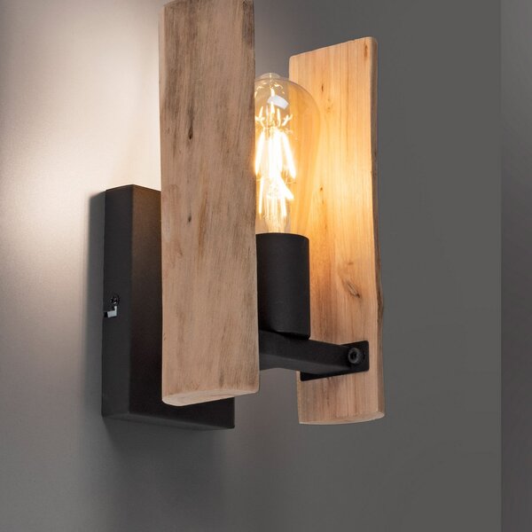 JUST LIGHT. GmbH Zidna svjetiljka od balvana izrađena drva, prigušiva, Drvo, Dnevni boravak/blagovaonica, Metal