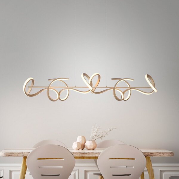 JUST LIGHT. GmbH Curls LED viseća svjetiljka, mesing, metal, dužine 99 cm, mogućnost prigušivanja, prigušiva, Bronca / stari mesing, Dnevni boravak/blagovaonica, Metal