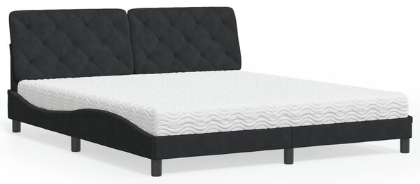 Krevet s madracem crni 180x200 cm baršunasti - Crna / 180 x 200 cm