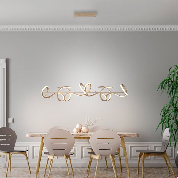 JUST LIGHT. GmbH Curls LED viseća svjetiljka, mesing, metal, dužine 99 cm, mogućnost prigušivanja, prigušiva, Bronca / stari mesing, Dnevni boravak/blagovaonica, Metal