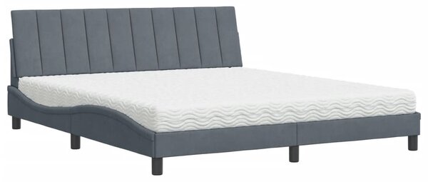 Krevet s madracem Hanko tamnosivi 180x200 cm baršunasti - Siva / 180 x 200 cm