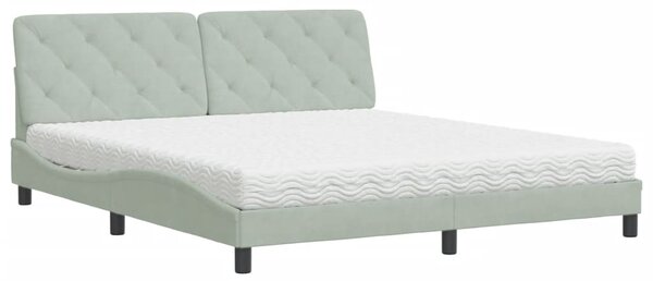 Krevet s madracem svjetlosivi 180x200 cm baršunasti - Siva / 180 x 200 cm