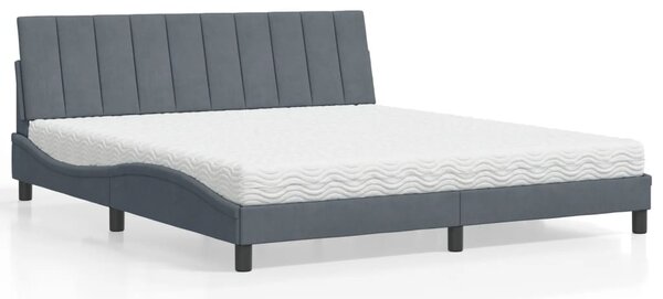 Krevet s madracem Hanko tamnosivi 180x200 cm baršunasti - Siva / 180 x 200 cm