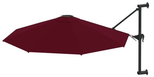 Zidni suncobran s metalnom šipkom 300 cm bordo - Crvena / N/A