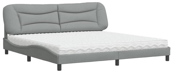 Krevet s madracem Hvar svjetlosivi 200 x 200 cm od tkanine - Siva / 200 x 200 cm