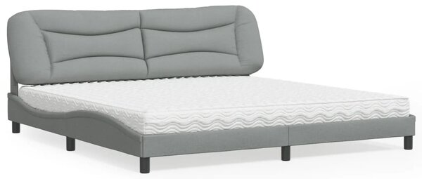 Krevet s madracem Hvar svjetlosivi 200 x 200 cm od tkanine - Siva / 200 x 200 cm