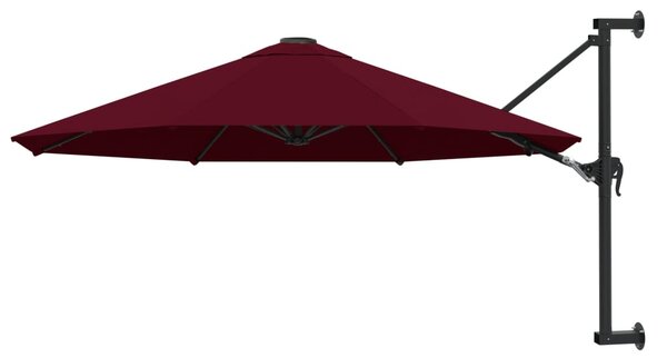Zidni suncobran s metalnom šipkom 300 cm bordo - Crvena / N/A