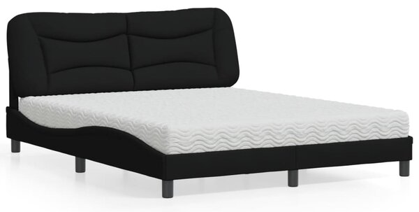 Krevet s madracem Hvar crni 160x200 cm od tkanine - Crna / 160 x 200 cm