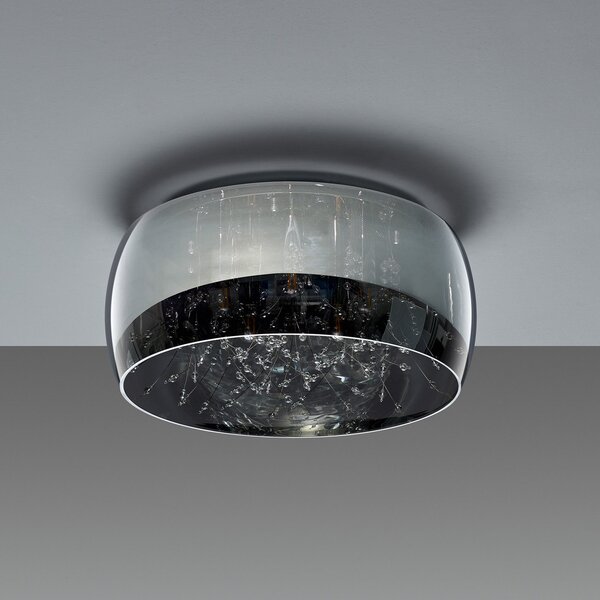 Trio Lighting Plafonjera Crystel od stakla, krom, Ø 50 cm, prigušiva, Metalik, Dnevni boravak/blagovaonica, Staklo