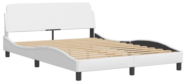 Krevet Viana s madracem bijeli 140x190 cm od umjetne kože - Bijela / 140 x 190 cm