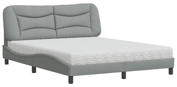 Krevet s madracem Hvar svjetlosiva 160x200 cm tkanina - Siva / 160 x 200 cm