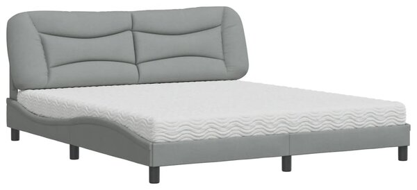 Krevet s madracem Hvar svjetlosivi 180x200 cm od tkanine - Siva / 180 x 200 cm
