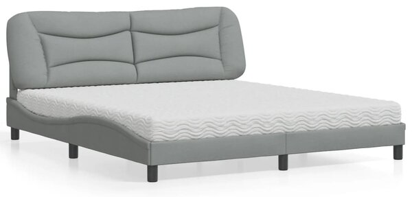 Krevet s madracem Hvar svjetlosivi 180x200 cm od tkanine - Siva / 180 x 200 cm