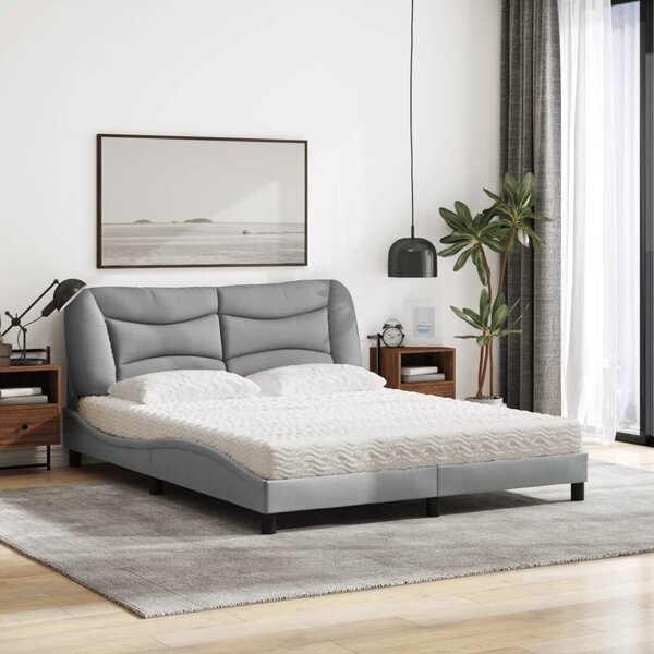 Krevet s madracem Hvar svjetlosiva 160x200 cm tkanina - Siva / 160 x 200 cm