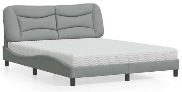 Krevet s madracem Hvar svjetlosiva 160x200 cm tkanina - Siva / 160 x 200 cm