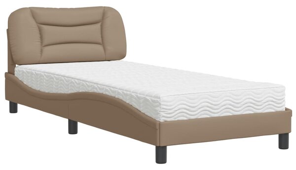 Krevet s madracem Hvar cappuccino boje 80 x 200 cm od umjetne kože - Smeđa / 80 x 200 cm