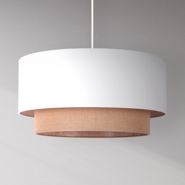Duolla Boho viseća lampa, bijela/smeđa, Ø 45 cm, tkanina, prigušiva, Bijela, spavaća soba, Metal