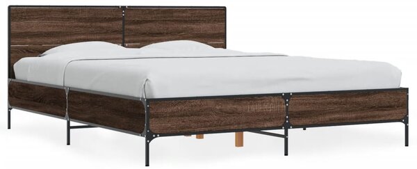 Okvir kreveta boja hrasta 160x200 cm konstruirano drvo i metal - Smeđa / 160 x 200 cm