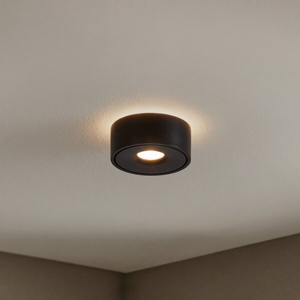 Arcchio Rotari LED stropna svjetiljka, Ø 12 cm, svjetlo prema gore i prema, prigušiva, Crno, Dnevni boravak/blagovaonica, Metal