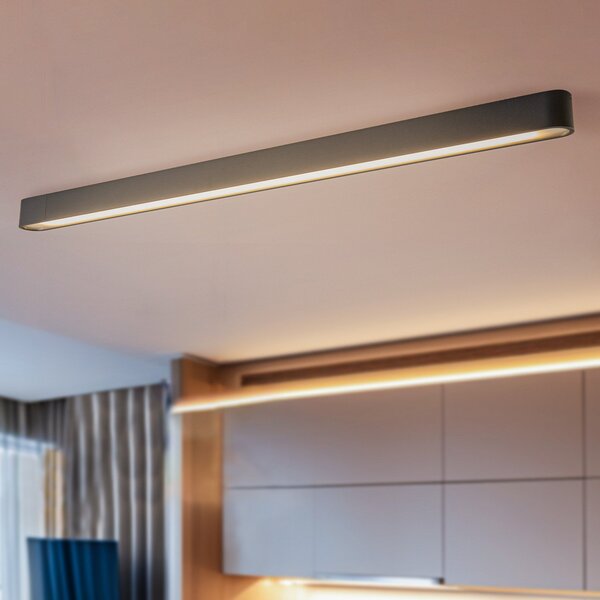 Nowodvorski Lighting Stropna svjetiljka Soft, 125 x 6 cm, grafit, aluminij, G13, Crno, Dnevni boravak/blagovaonica, Metal
