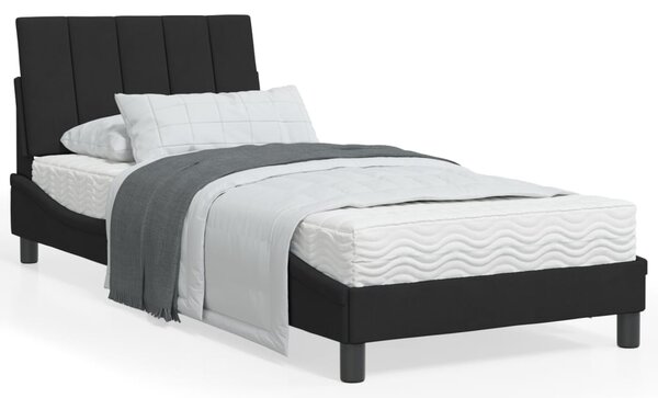 Krevet s madracem Hanko crni 90x200 cm baršunasti - Crna / 90 x 200 cm