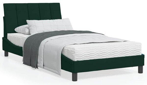 Krevet s madracem Hanko tamnozeleni 100x200 cm baršunasti - Zelena / 100 x 200 cm