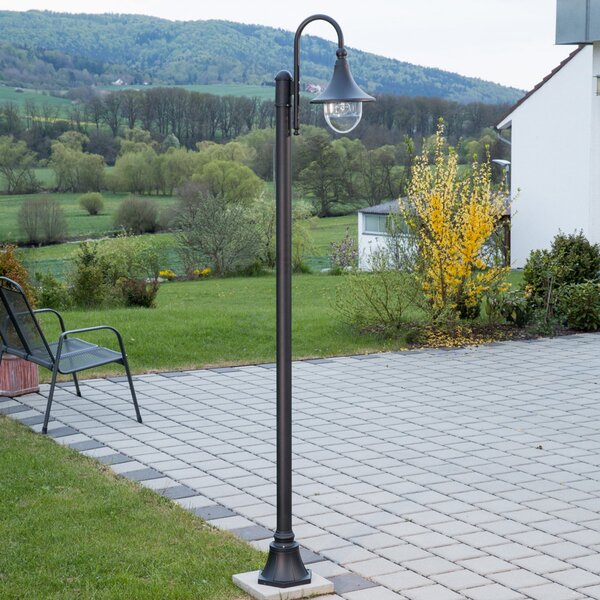 Lindby vanjska svjetiljka Daphne, 220 cm, crna, E27, IP44, prigušiva, Crno, Aluminij