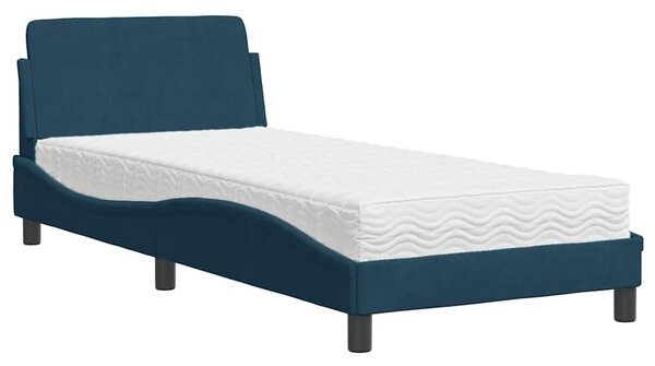 Krevet s madracem Dover plavi 80 x 200 cm baršunasti - Plava / 80 x 200 cm