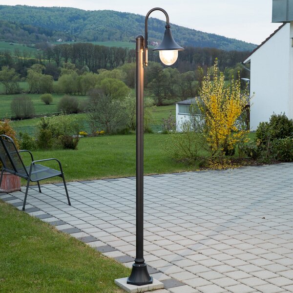 Lindby vanjska svjetiljka Daphne, 220 cm, crna, E27, IP44, prigušiva, Crno, Aluminij