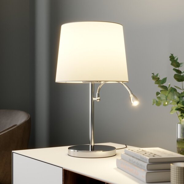 Lindby stolna lampa Benjiro, bijela, tekstil, za čitanje, 52cm, Bijela, Dnevni boravak/blagovaonica, Tkanina / tekstil, Svjetlo za čitanje