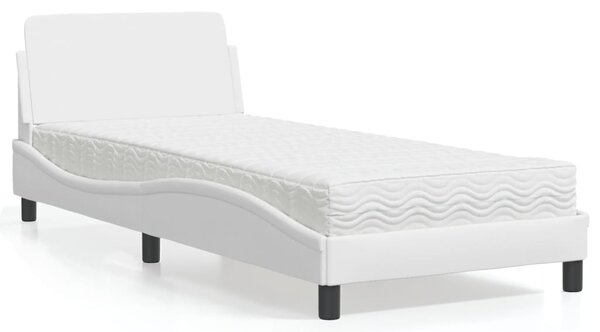 Krevet s madracem Dover bijeli 80 x 200 cm od umjetne kože - Bijela / 80 x 200 cm