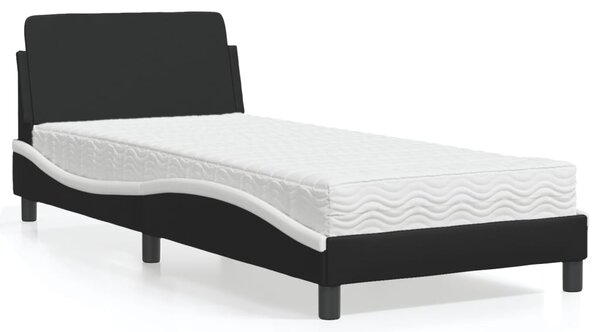 Krevet s madracem Dover crno-bijeli 90 x 190 cm od umjetne kože - Crna / 90 x 190 cm