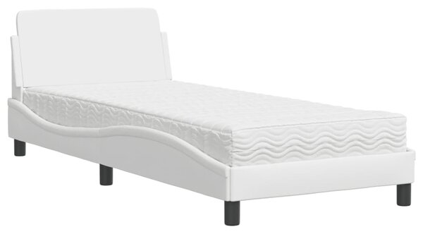Krevet s madracem Dover bijeli 80 x 200 cm od umjetne kože - Bijela / 80 x 200 cm