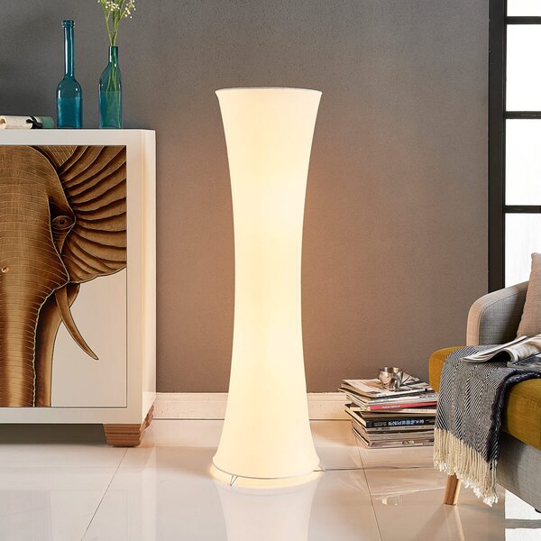 Lindby podna lampa Liana, visina 123 cm, bijela, tekstil, Bijela, Dnevni boravak/blagovaonica, Tkanina / tekstil