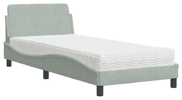 Krevet s madracem Dover svjetlosivi 80 x 200 cm baršunasti - Siva / 80 x 200 cm