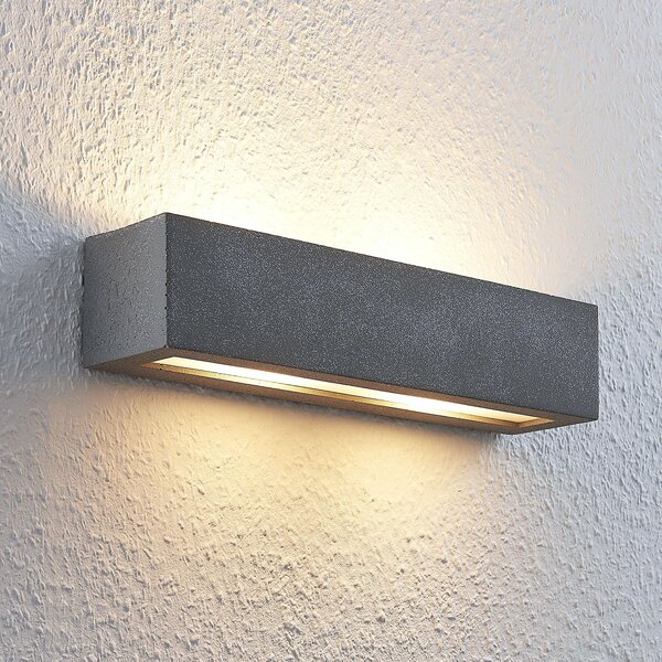 Lindby zidna lampa Nellie, siva, beton, širine 35,3 cm, prigušiva, Sivo, Dnevni boravak/blagovaonica, Beton